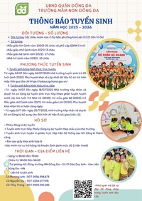 thong bao tuyen sinh nam hoc 2025 2026 - truong mam non dong da